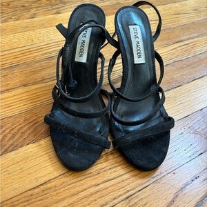 Steve Madden Black Strappy Heels leather